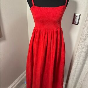 MONROW Red Women's Dress pockets straps removable Beautiful NWOT